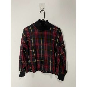 Zara women red plaid check  top XS